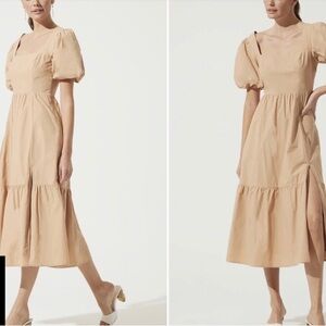 Astr the Label 100% Cotton Tan Poplin Tier Dress